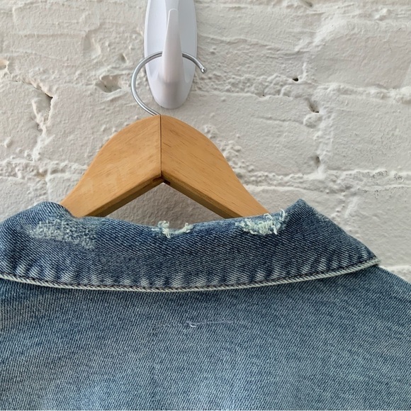Free People Blue Distressed Jean Jacket - Picture 7 of 14